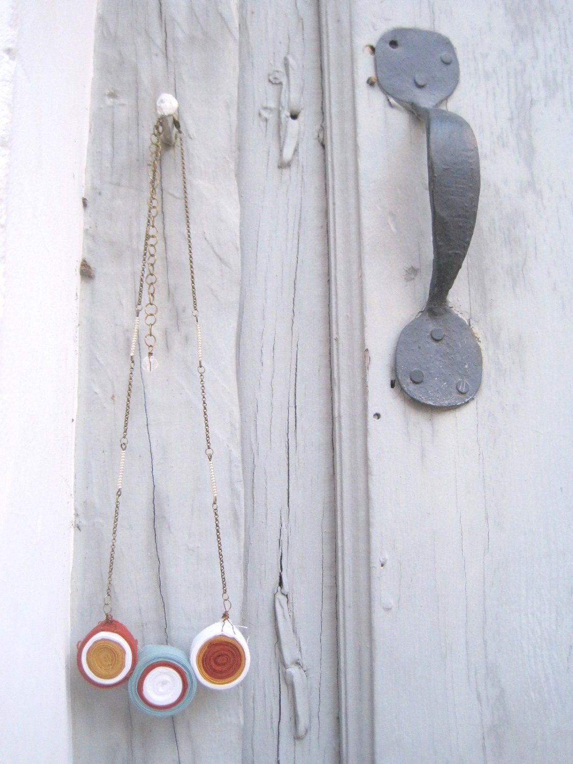 Fabric Statement Necklace, Natural Tones Geometric Spheres Rustic Earth-toned Layered Necklace -- Discover the Secrets of the Earth