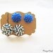 Nautical & Navy Earrings Set - Navy Stripe Rosettes and Sodalite Blue Resin Mum earrings, 4th of July earrings, Summer Trends