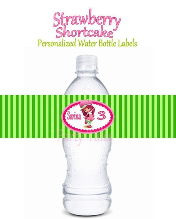 Strawberry Shortcake Water bottle labels Birthday Girl Party Printable Partytales Il_570xn