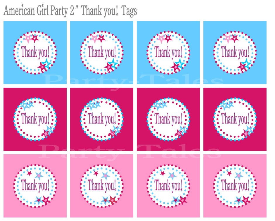 American girl Doll birthday party Favor Favours Thank you tags Printable 2" circles Party-Tales Il_570xn