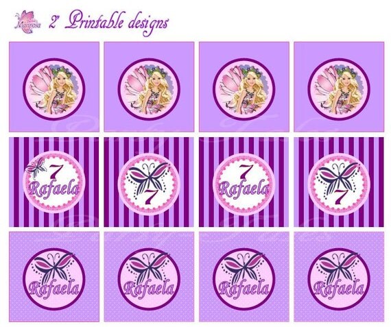 Barbie Mariposa Butterfly Cupcake toppers Favour tags Personalized Girl Birthday Party Printable Party-Tales 2 designs to choose from Il_570xn