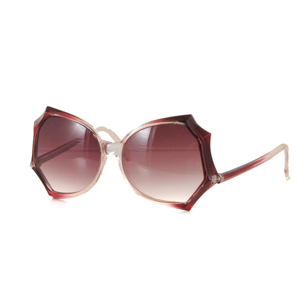 Vintage 1970's Purple OMBRE Butterfly Deco Oversized Sunglasses
