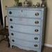 For EA Chic and Shabby Cottage Blue Tall Dresser / Chest of Drawers