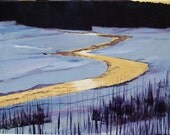 Fine Art Print River at Dawn Acrylic Painting 5 x 7