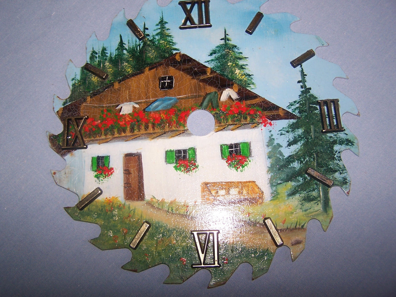 5 Various Hand Painted Saw Blades Clock Faces or by DebbiesBusyBee