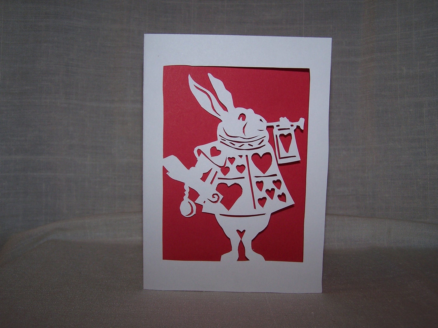 Vintage Alice - Handcut Paper Notecard of the White Rabbit