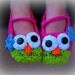Crochet Owl Slippers- All Sizes- Baby- Gift- Women's- Girl's- Costume