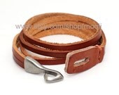 Womens Bracelet or Mens Bracelet  Brown Leather With Metal Hook Cuff Bracelet B150