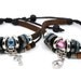 Adjustable Couple Bracelet Lovers Bracelet Leather Bracelet Rope Bracelet Bangle Cuff with Beads Adjustable