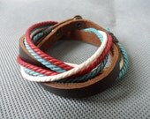 Bangle leather bracelet buckle bracelet men bracelet women bracelet ropes bracelet with leather and ropes cuff 1SZ-LH-235