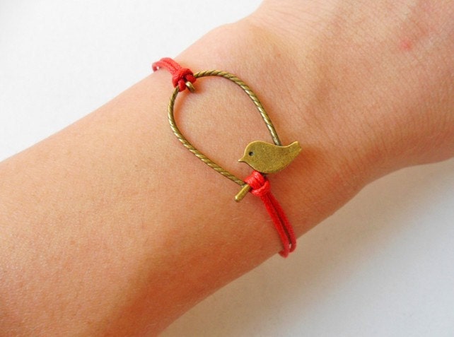 jewelry bangle bird bracelet ropes bracelet women bracelet girls bracelet with antique bronze bird bracelet and red rope SH-02061