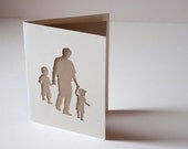 Fathers Day Card, Father and 2 Sons Cut Silhouette Card