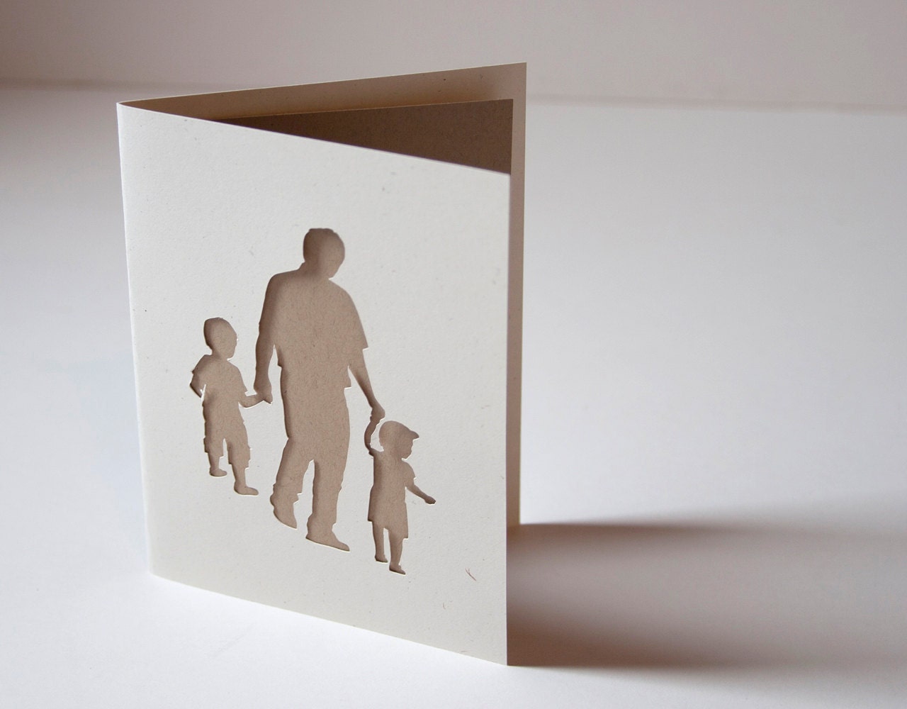 Fathers Day Card, Father and 2 Sons Cut Silhouette Card