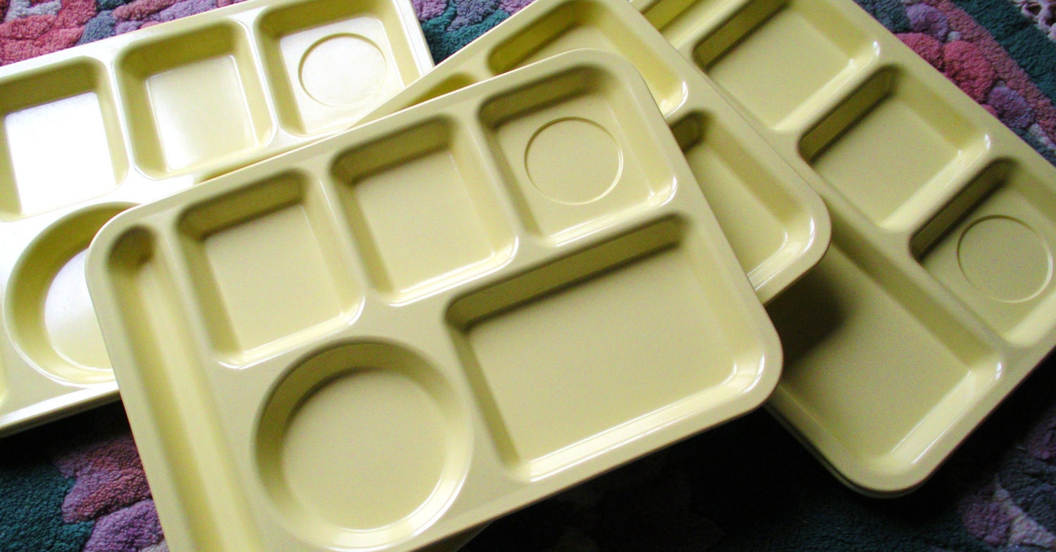 Yellow School Lunch Trays from the 70s Melamine - Weirdsville