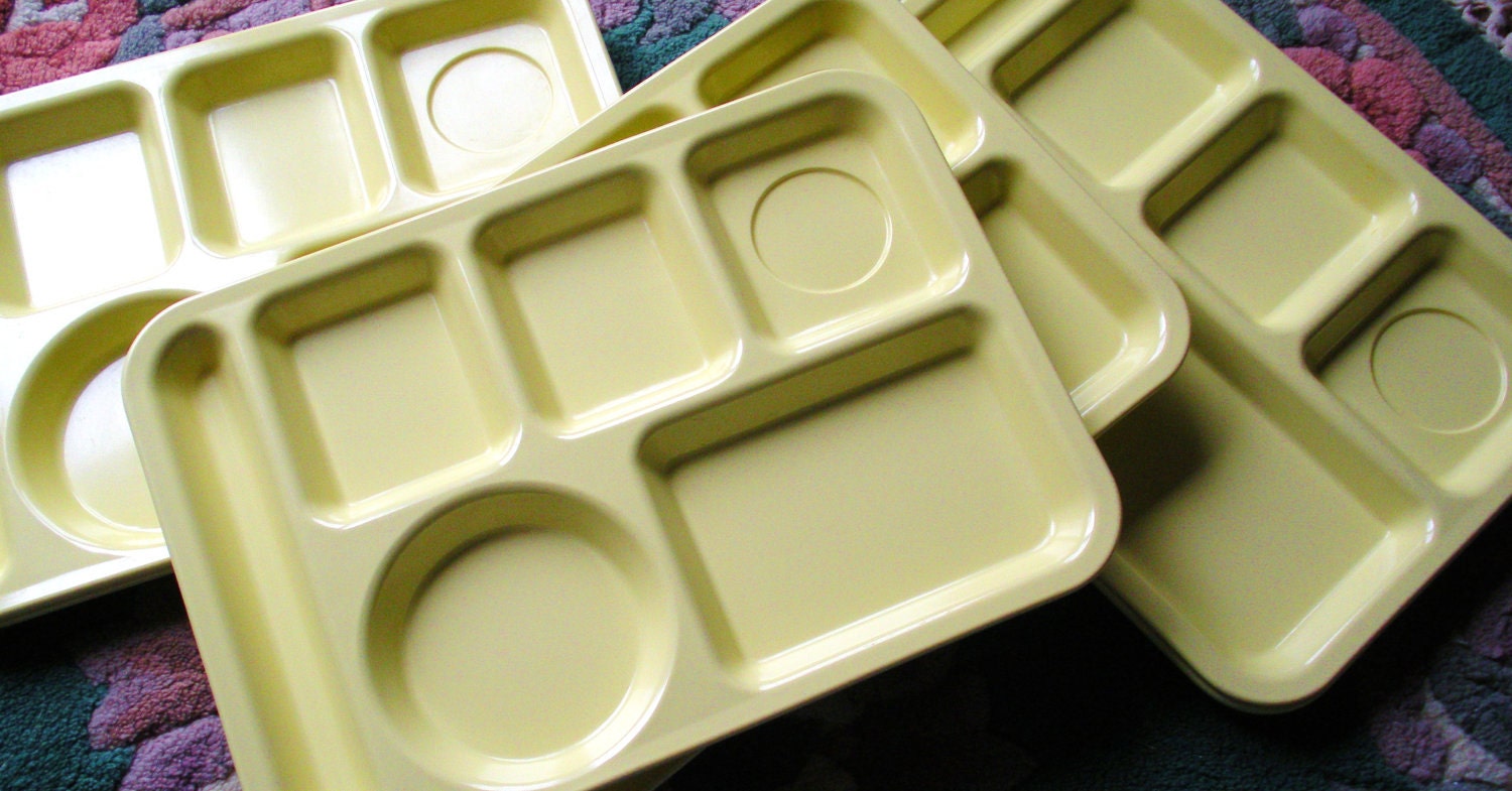 Yellow School Lunch Trays from the 70s Melamine