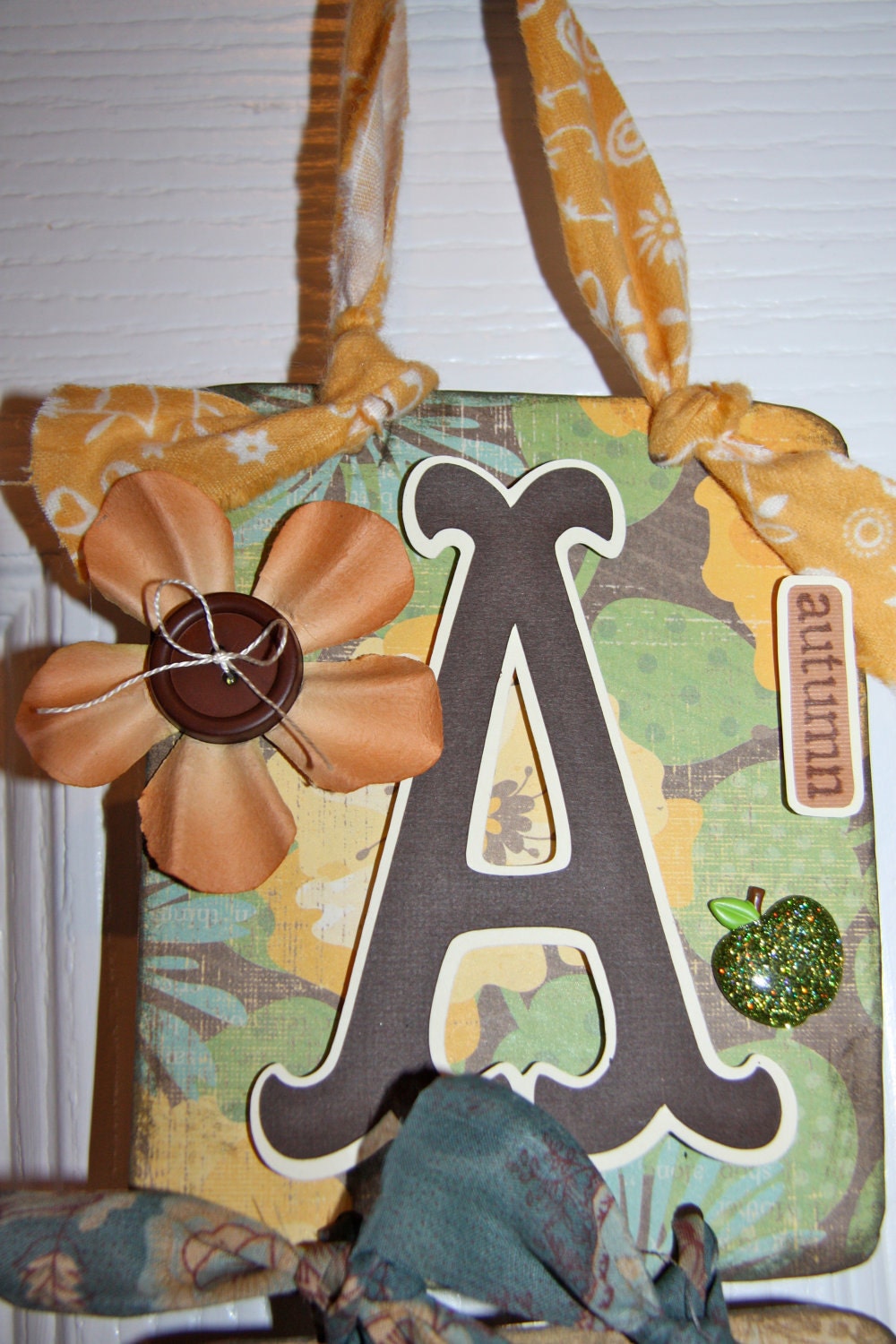 Fall/Harvest/Thanksgiving/Autumn Decor Sign Boutique Blocks /Autumn Decor Harvest Yellow & Brown AUTUMN Wall/Door Sign