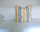 20x20 Yellow, Grey and White Decorative Pillow Cover