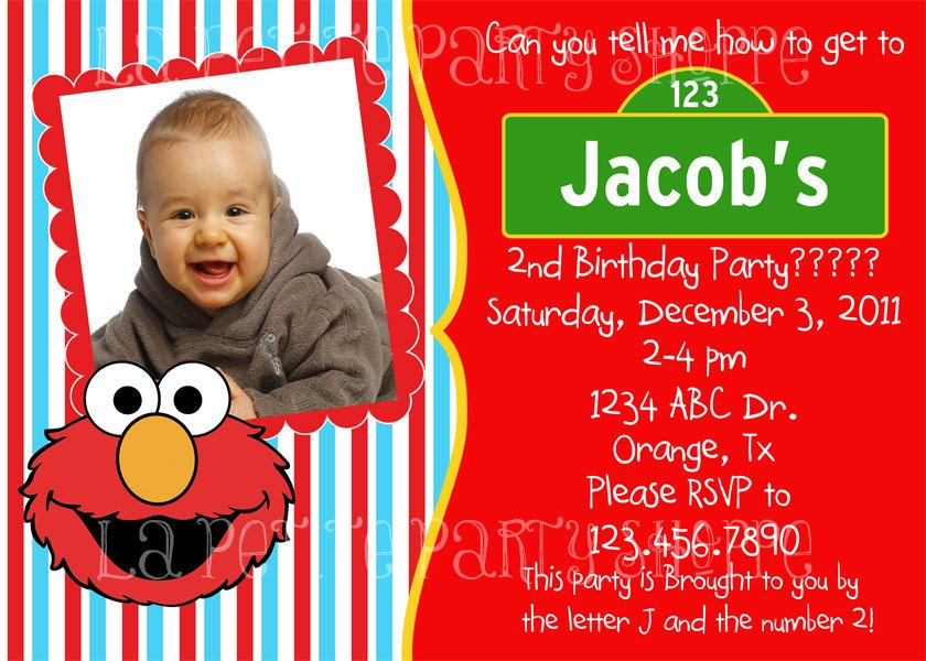 Aqua and Red Elmo Invitation DIY Print Your Own Il_570xn
