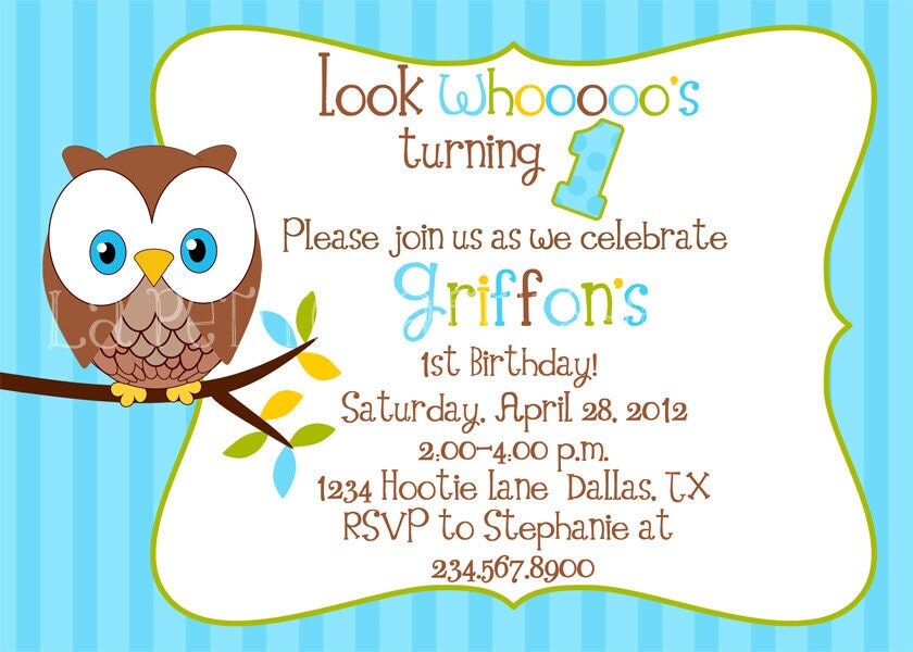 Sweet Little Hoot Owl Printable Birthday Invitations for Boys DIY Print Your Own Il_570xn