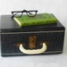 Vintage Wooden Case Blue Ivory Lucite Handle
