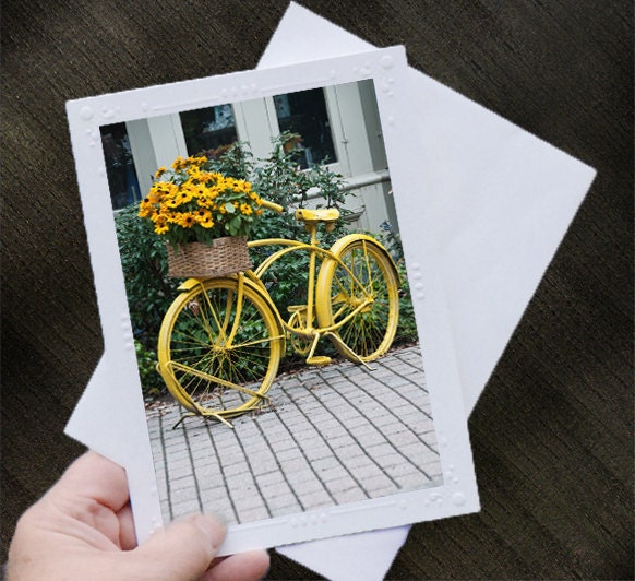 Blank Greeting Cards, Note Cards, Post Cards - Yellow Bicycle