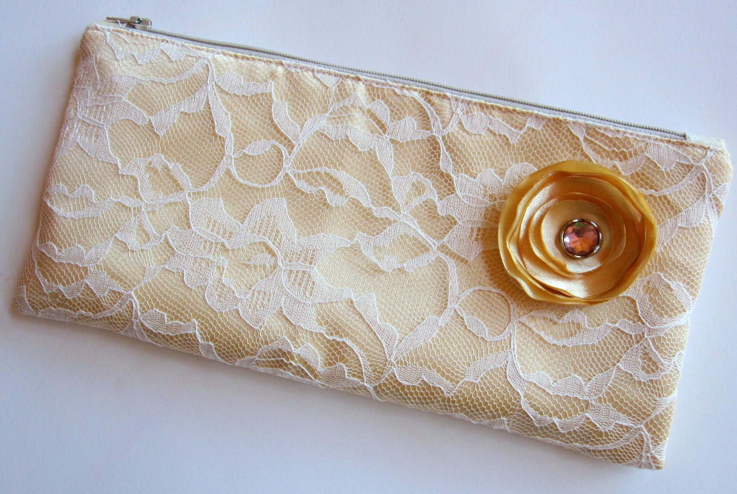 Lace Bridal Clutch Golden Buttercream Yellow