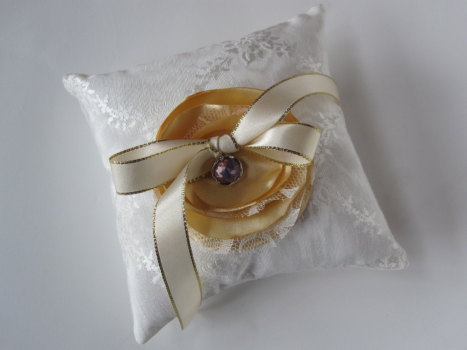 Ivory and Gold Ringbearer Pillow