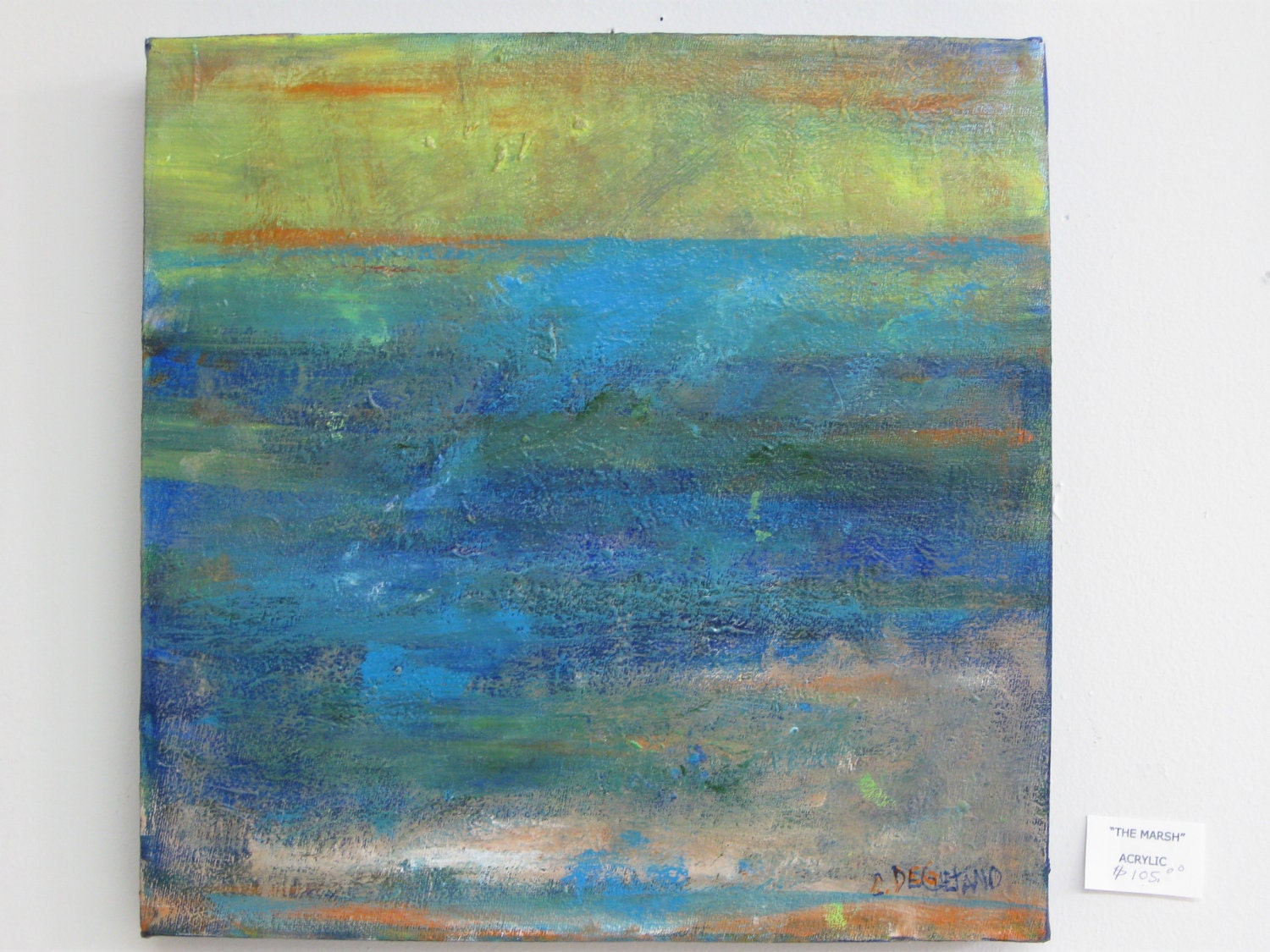 The Marsh original abstract acrylic canvas painting marsh Cape Cod SALE 15% off