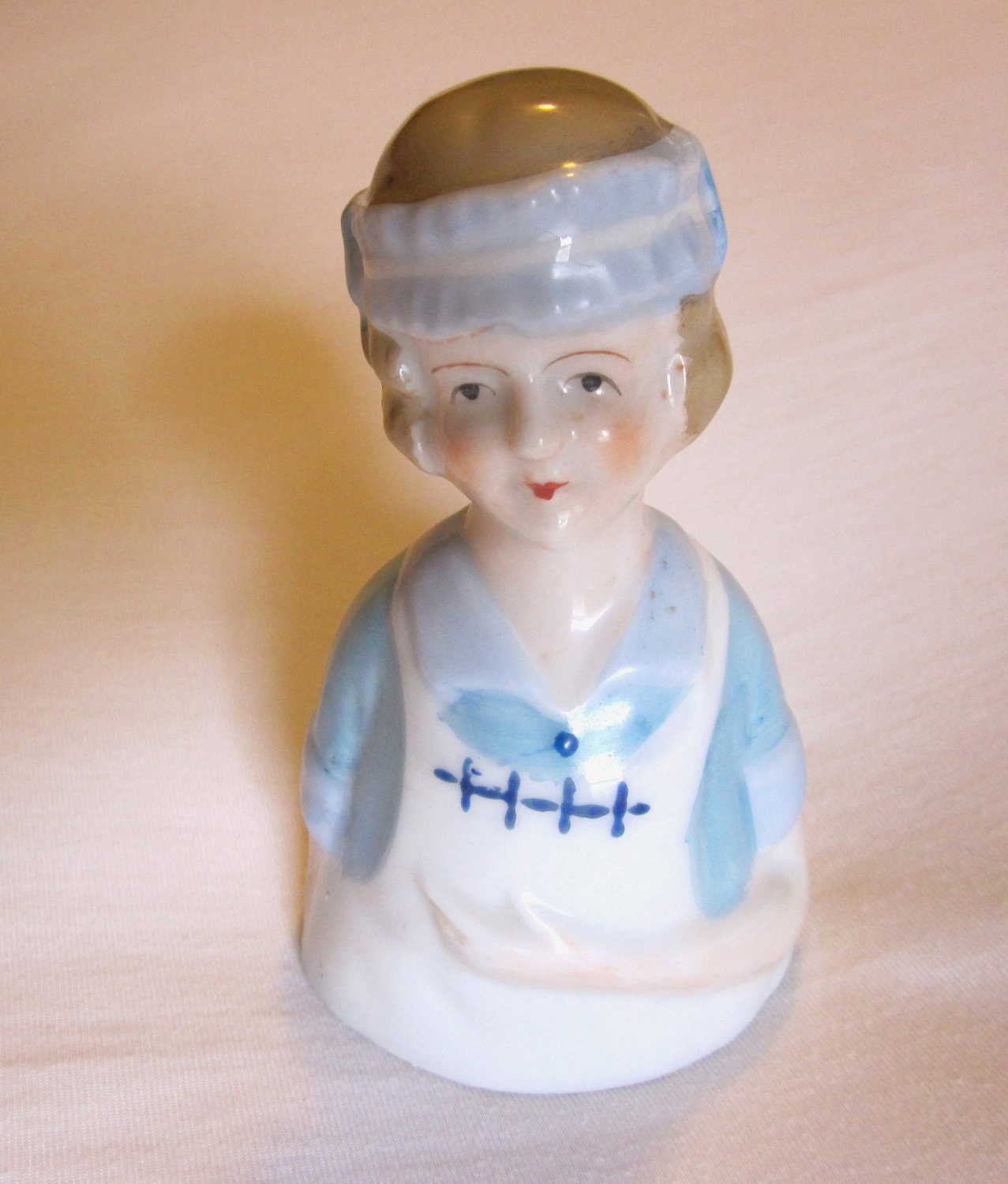 Art Deco Half Doll - Bell - Nurse or Nanny 1920's, Made in Japan, Fine Porcelain Figural Collectible