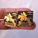 Vintage Cuff Links - Fox Hunt Equestrian - Horse & Rider Jumping Fence - 1" Square, Gold Tone w/Black Enamel Background