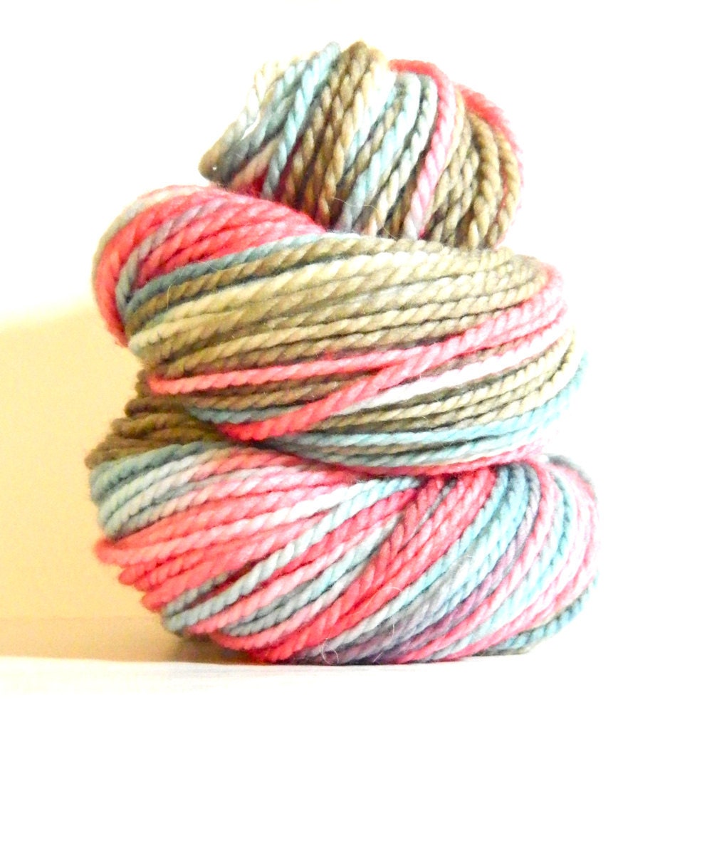 Hand dyed yarn - Superwash Merino, Spun Aran Yarn in Blossom - Preorder.