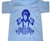 Kids CIRCUS MONKEY Entertainer Boy T Shirt - American Apparel Childrens Tshirt - Sizes 2 4 6 8 10 and 12 (12 Color Options)