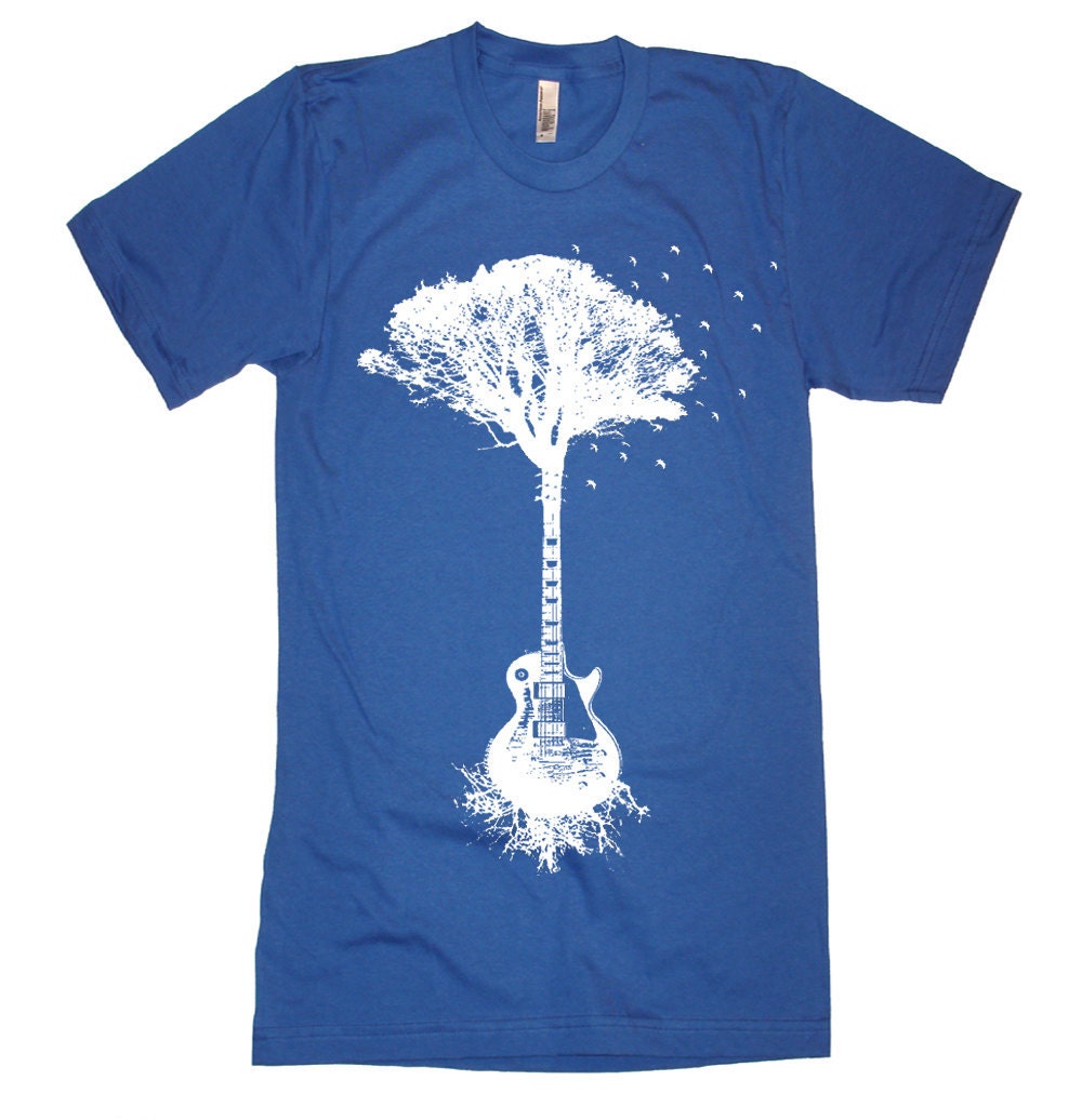 Mens Guitar Tree Of Life T Shirt - American Apparel Tshirt - XS S M L XL and XXL (28 Color Options)
