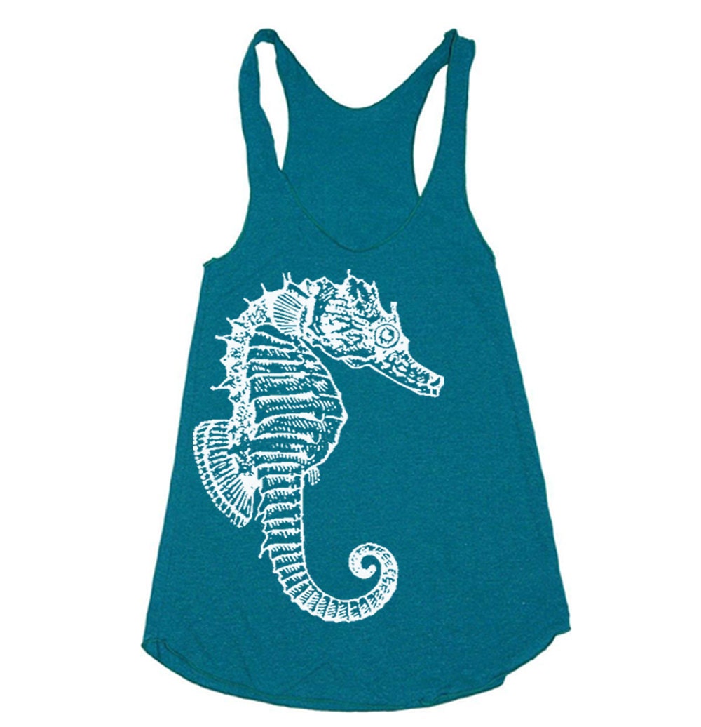 Womens SEAHORSE Tri-Blend Racerback Tank - American Apparel tanktop shirt - XS, S, M, and L (9 Color Options)