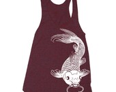 Womens Koi Fish Tri-Blend Racerback Tank - american apparel tanktop shirt - XS, S, M, and L (9 Color Options)