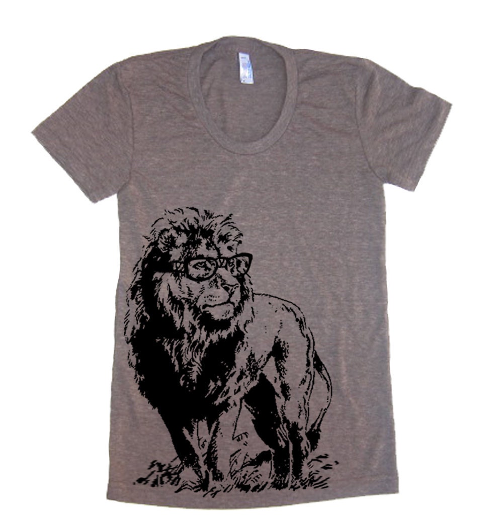 Womens Lion Professor T Shirt - American Apparel Tshirt - S M L XL (20 Color Options)