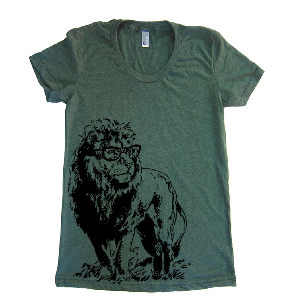 Womens Lion Professor T Shirt - American Apparel Tshirt - S M L XL (20 Color Options)
