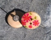 Wooden Button Earrings - Summer Flowers - Beautiful, Bright and Floral - Original