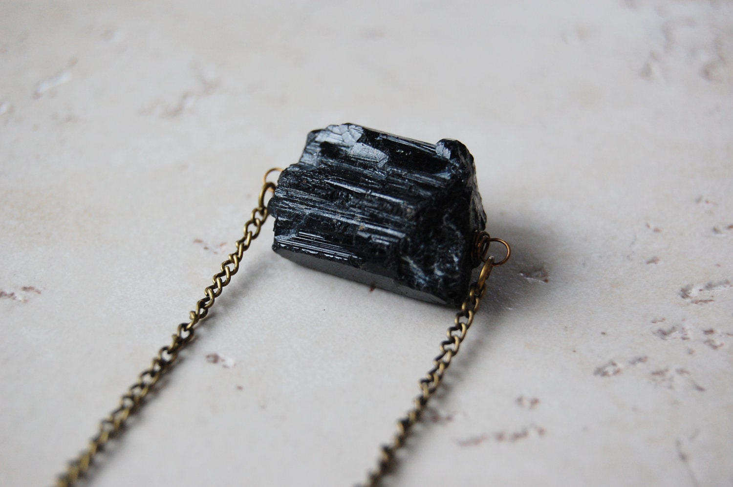 Raw Black Tourmaline Chunk Necklace
