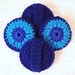 Multipurpose Pot Scrubber -  Set of 4 - Bright Blue and Cobalt Blue Reversible Nylon Pot Scrubbies With Handle