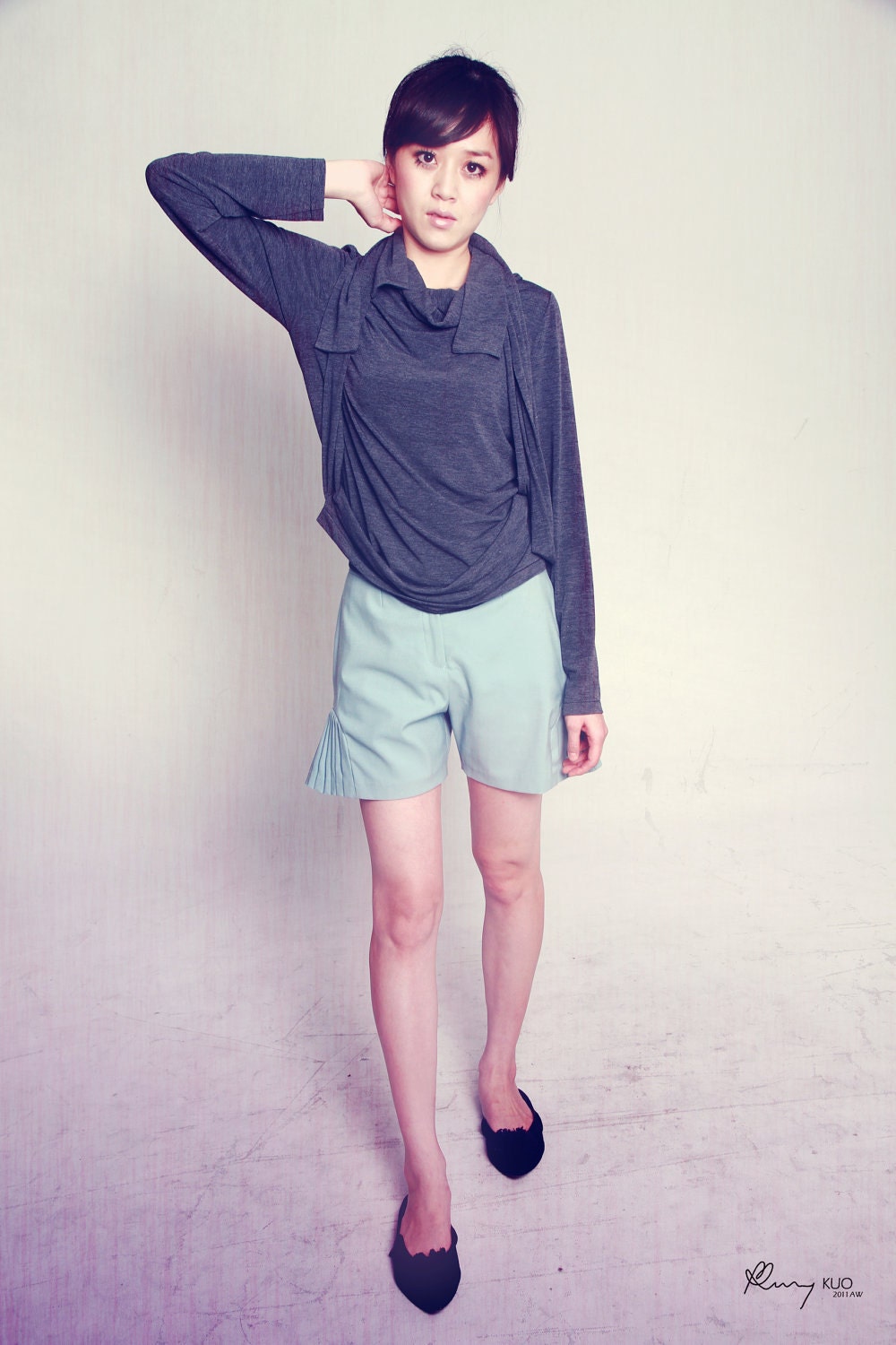 Severin Bow Bow Cowl Neck Top
