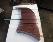 Steel Shelf / Violet Curves with Embedded Glass / Metal Wall Art