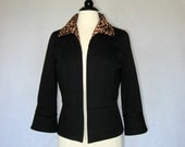 Black Jacket with Animal Print Collar