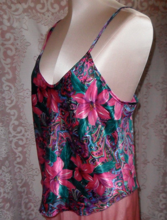 Vintage Paisley Camisole Satin Size Large Floral