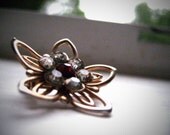 Vintage Flower Brooch pin jewelry diamond rhinestone gold ruby 1950s 1960s 1970s 1980s