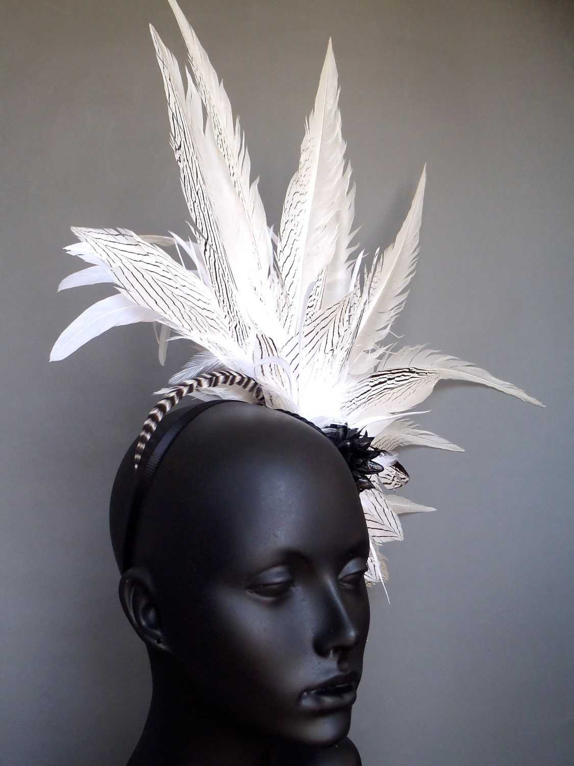 MADE TO ORDER White Feather Headpiece Headdress