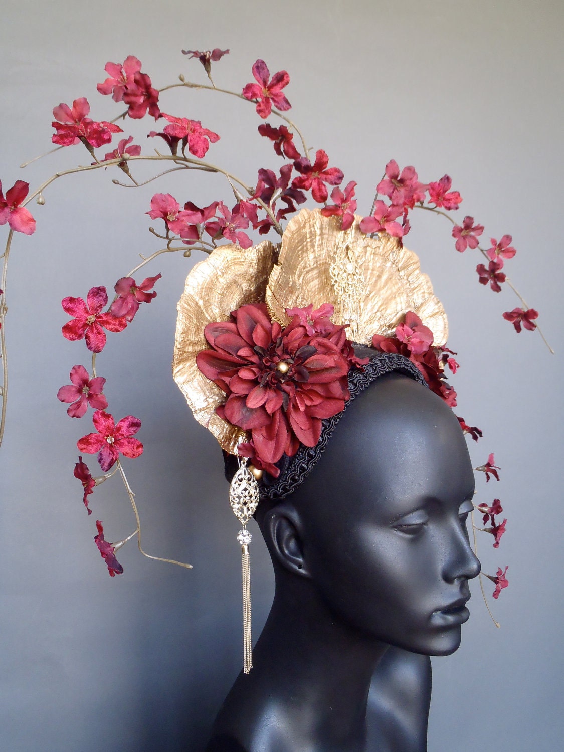 MADE TO ORDER Gold Fungus & Flower Headdress