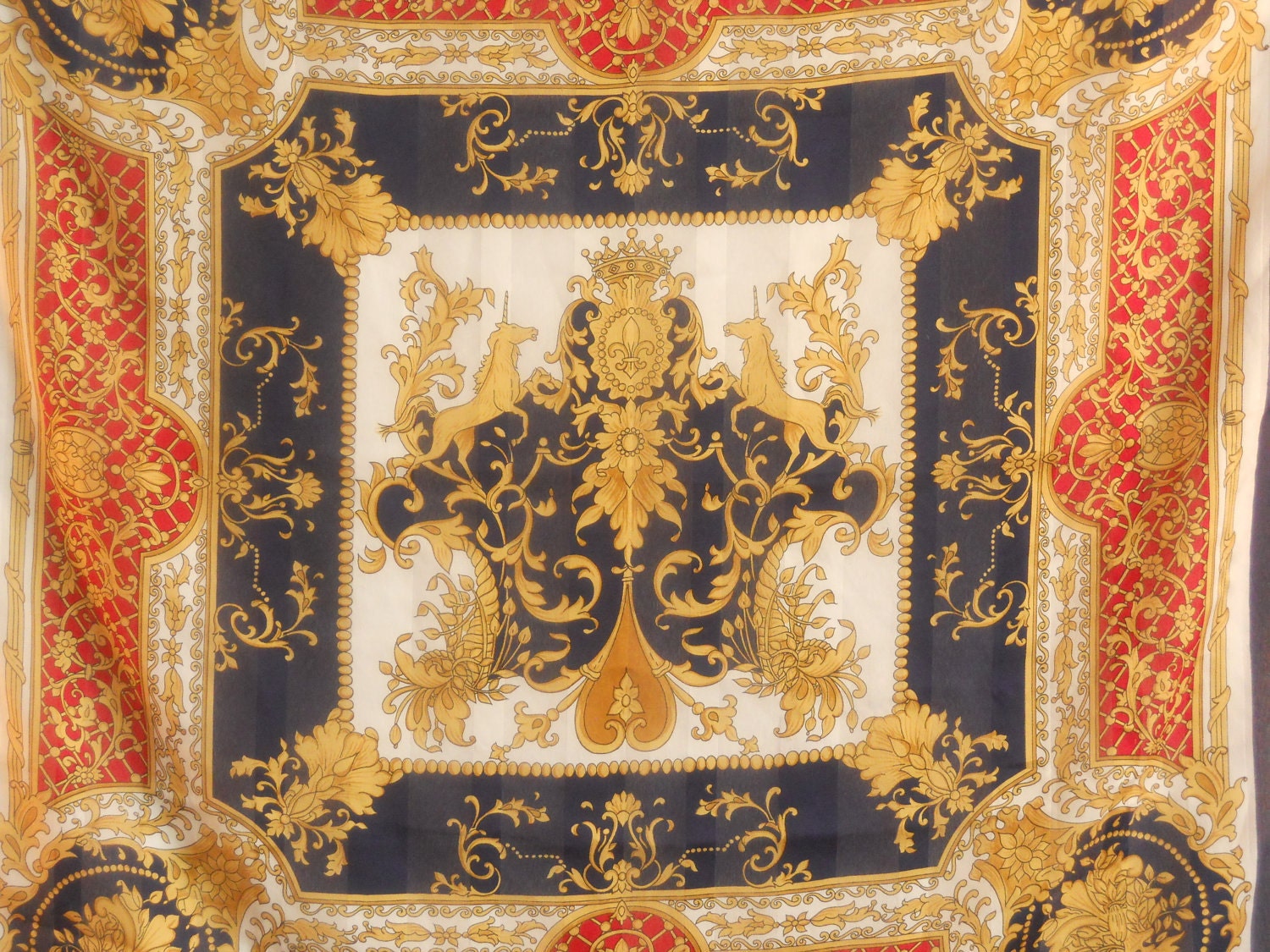 Vintage Regal Scarf with Unicorns