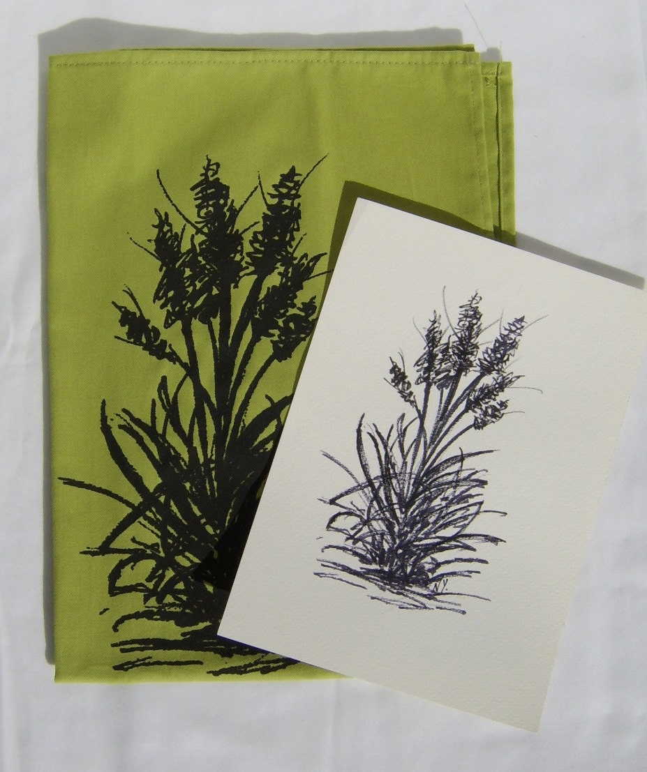 TEA TOWEL Pampa Grass Sketch drawing  (19" x 27")