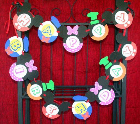MICKEY MOUSE Printable Banner- Mickey Mouse Happy Birthday Banner-PDF Il_570xn